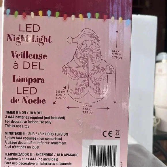 Santa Claus Holding Christmas Star LED Night Light Battery Operated Timer New - Picture 3 of 9